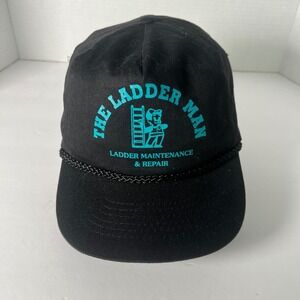 The Ladder Man Black Snapback Trucker Hat Ladder Maintenance Repair Logo